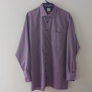 Mens Shirt Olymp Luxor Tiny Geometric Purple Cotton Button Up Size 17.5" 44